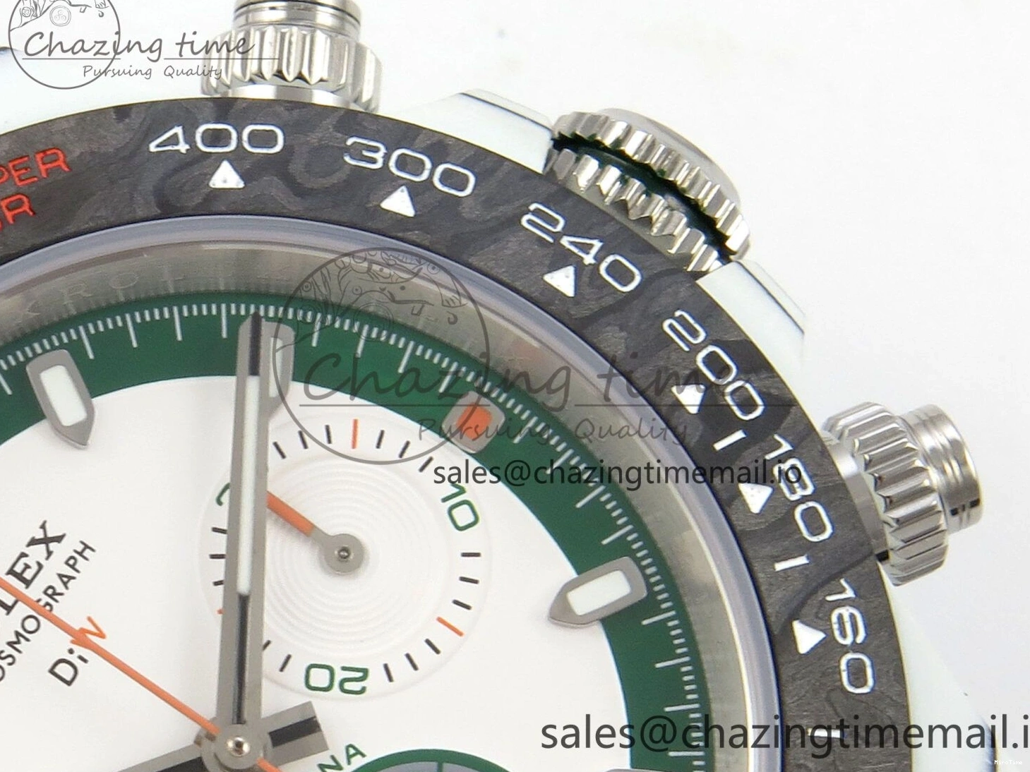 MiroTime 0312 TimelessDesign Daytona DIW Carbon Case and Bezel DIWF Edition White Green Dial on Grey Nylon Strap A 51